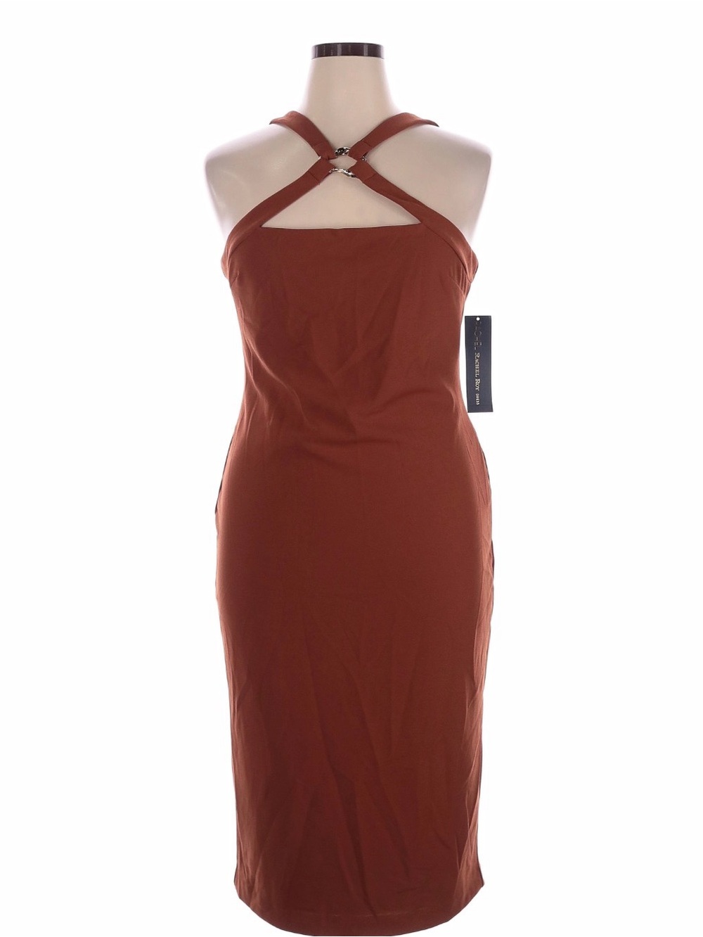 XL, Rachel Roy Midi  Dress in Brown NWT sexy (rust color)